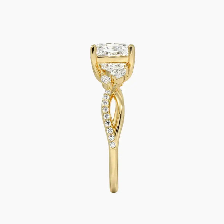 Amara Adorned Cushion Designer 1 Carat Lab Grown Diamond Engagement Ring in 18K Rose Gold