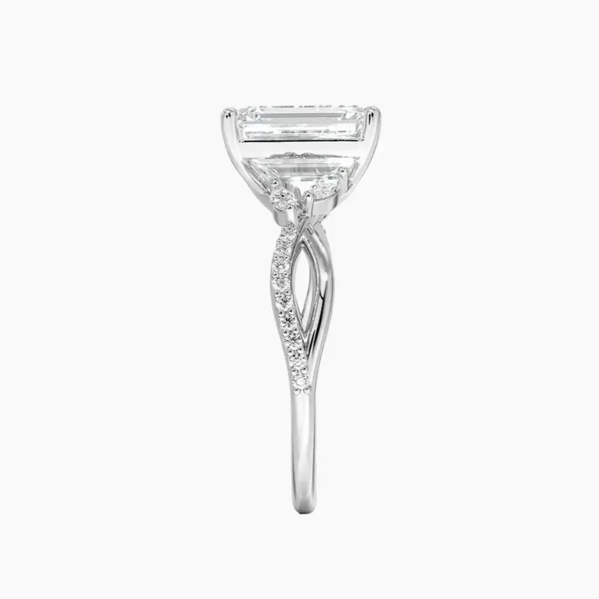 Amara Adorned Emerald Designer 1 Carat Lab Grown Diamond Engagement Ring in 14K Rose Gold