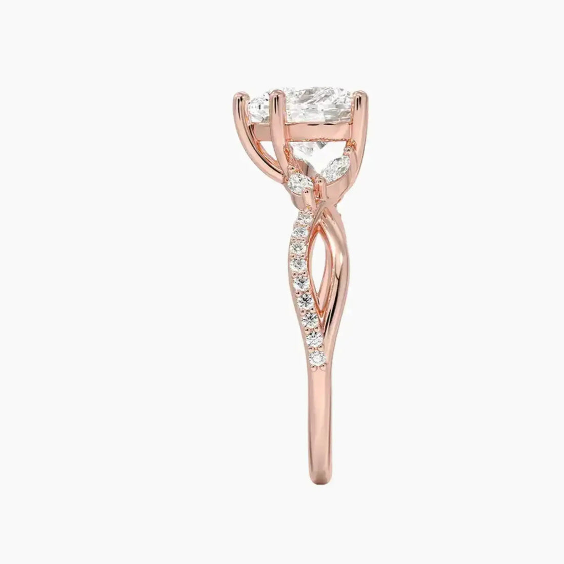 Amara Adorned Heart Designer 2.5 Carat Lab Grown Diamond Engagement Ring in 14K White Gold