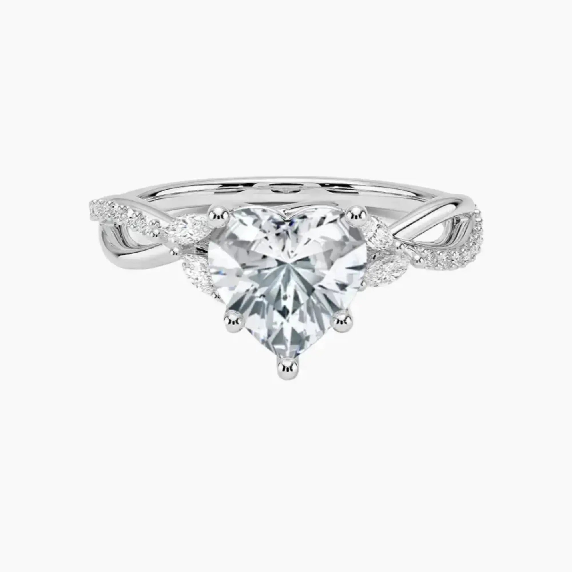 Amara Adorned Heart Designer 2.5 Carat Lab Grown Diamond Engagement Ring in 14K Yellow Gold