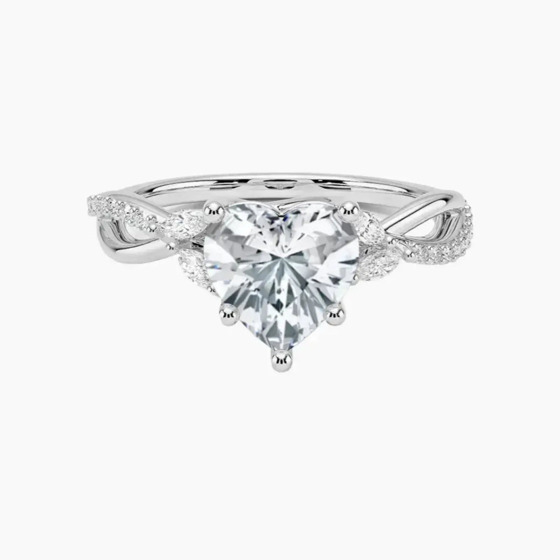 Amara Adorned Heart Designer 2 Carat Lab Grown Diamond Engagement Ring in 18K White Gold