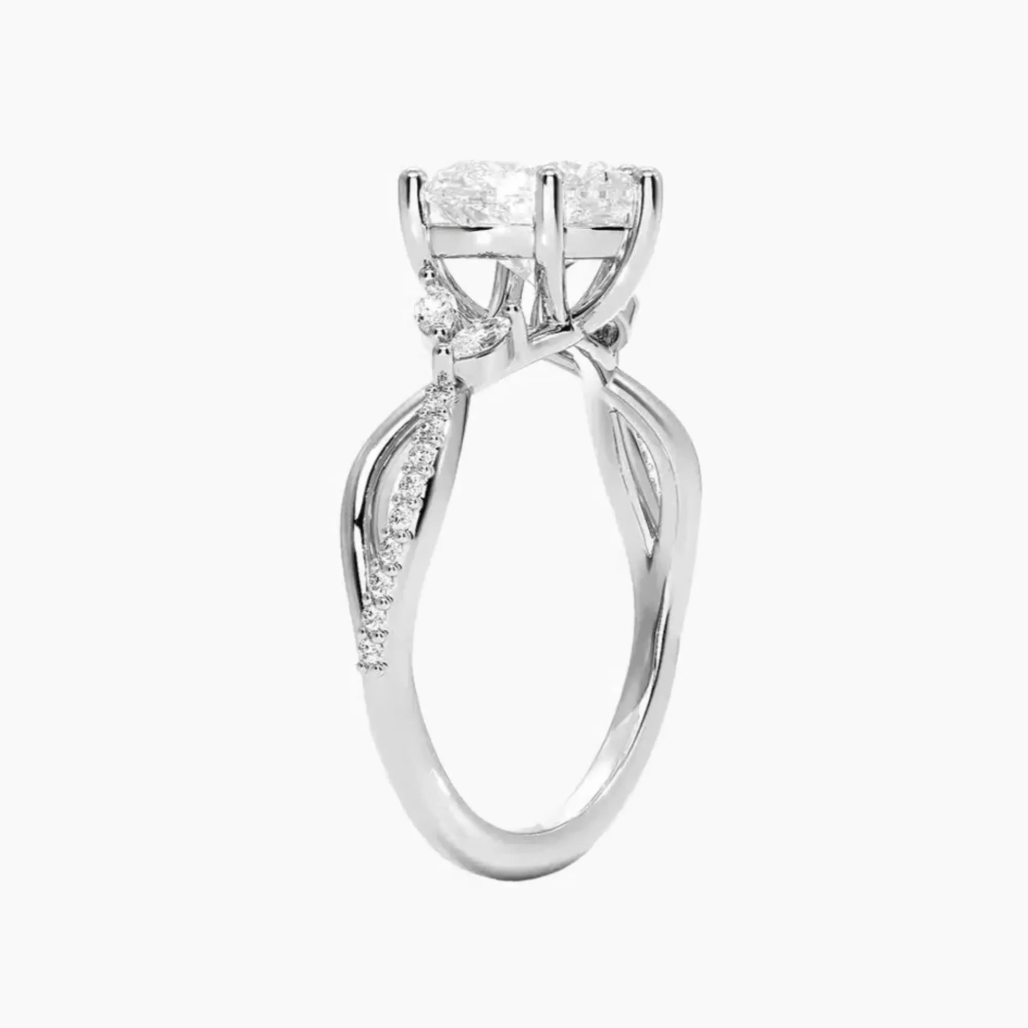 Amara Adorned Heart Designer Diamond Ring Setting in 18K Yellow Gold