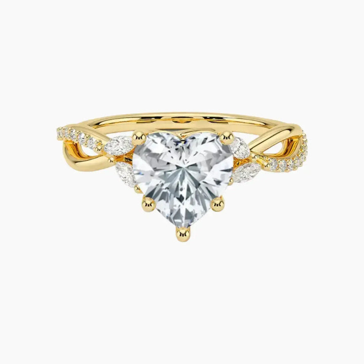 Amara Adorned Heart Designer 2 Carat Lab Grown Diamond Engagement Ring in 14K Yellow Gold