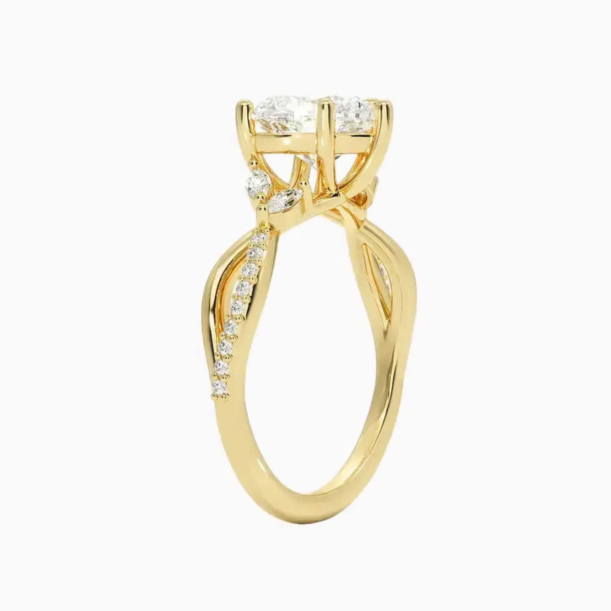 Amara Adorned Heart Designer Diamond Ring Setting in 14K Rose Gold