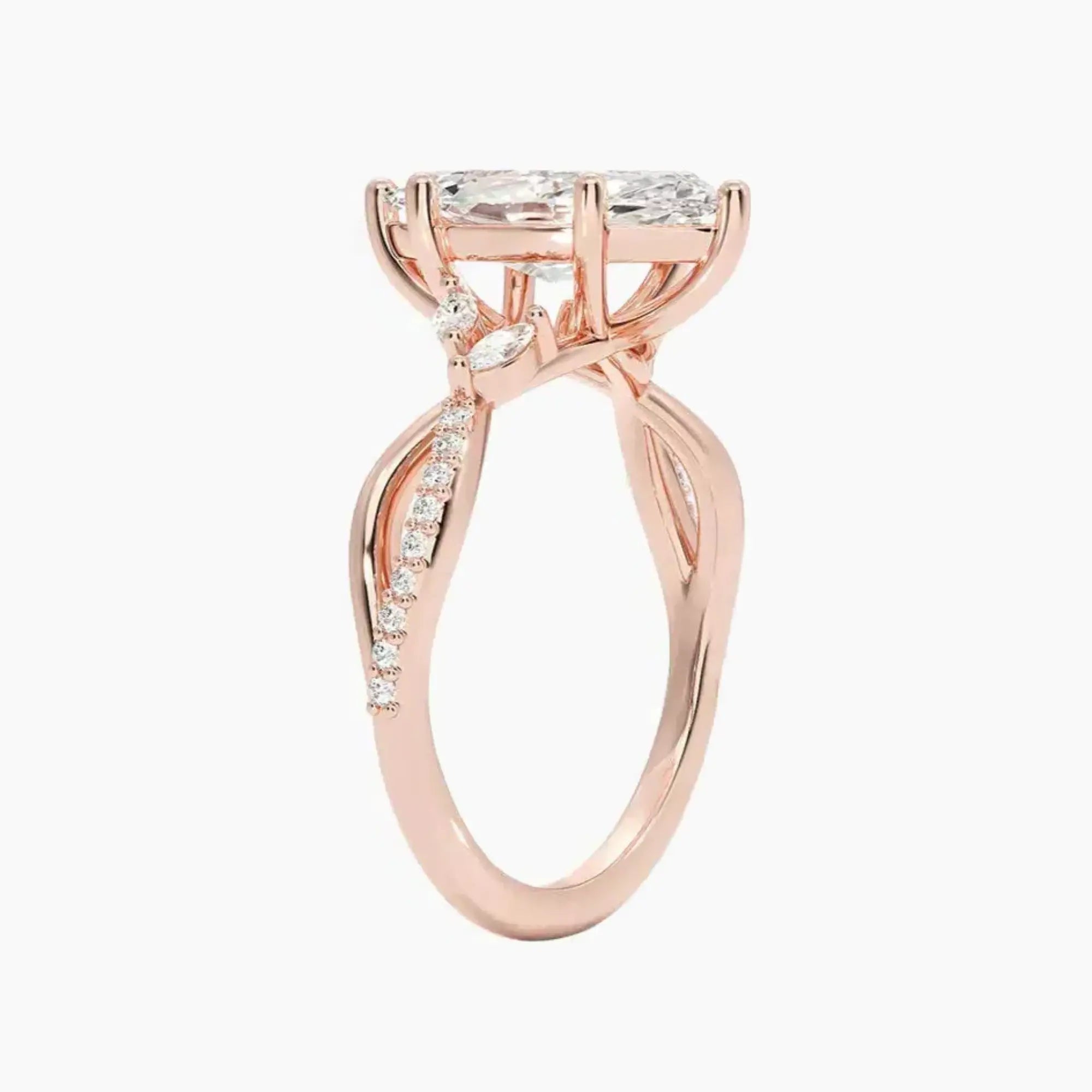 Amara Adorned Marquise Designer 2.5 Carat Lab Grown Diamond Engagement Ring in 14K Yellow Gold