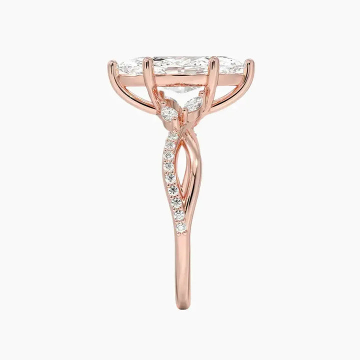 Amara Adorned Marquise Designer 1.5 Carat Lab Grown Diamond Engagement Ring in 18K White Gold