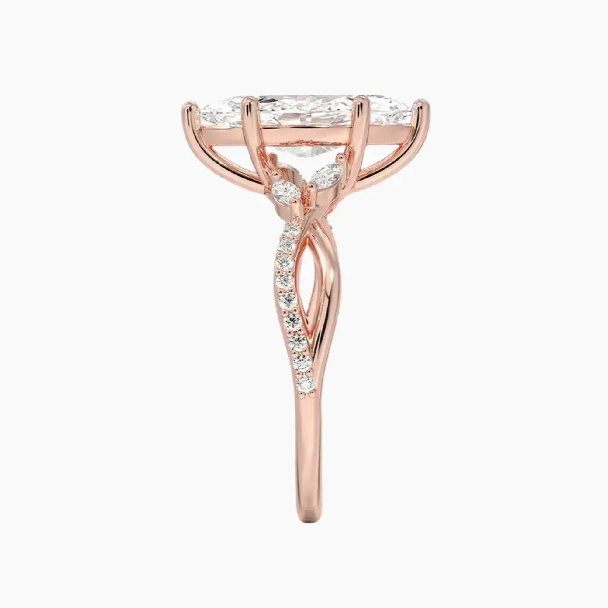 Amara Adorned Marquise Designer 2.5 Carat Lab Grown Diamond Engagement Ring in 18K White Gold