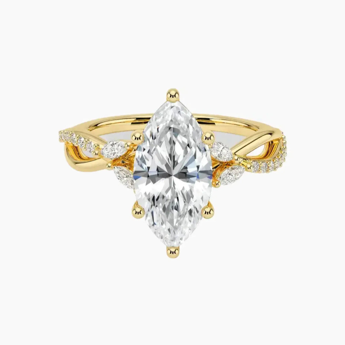 Amara Adorned Marquise Designer 2.5 Carat Lab Grown Diamond Engagement Ring in 18K White Gold