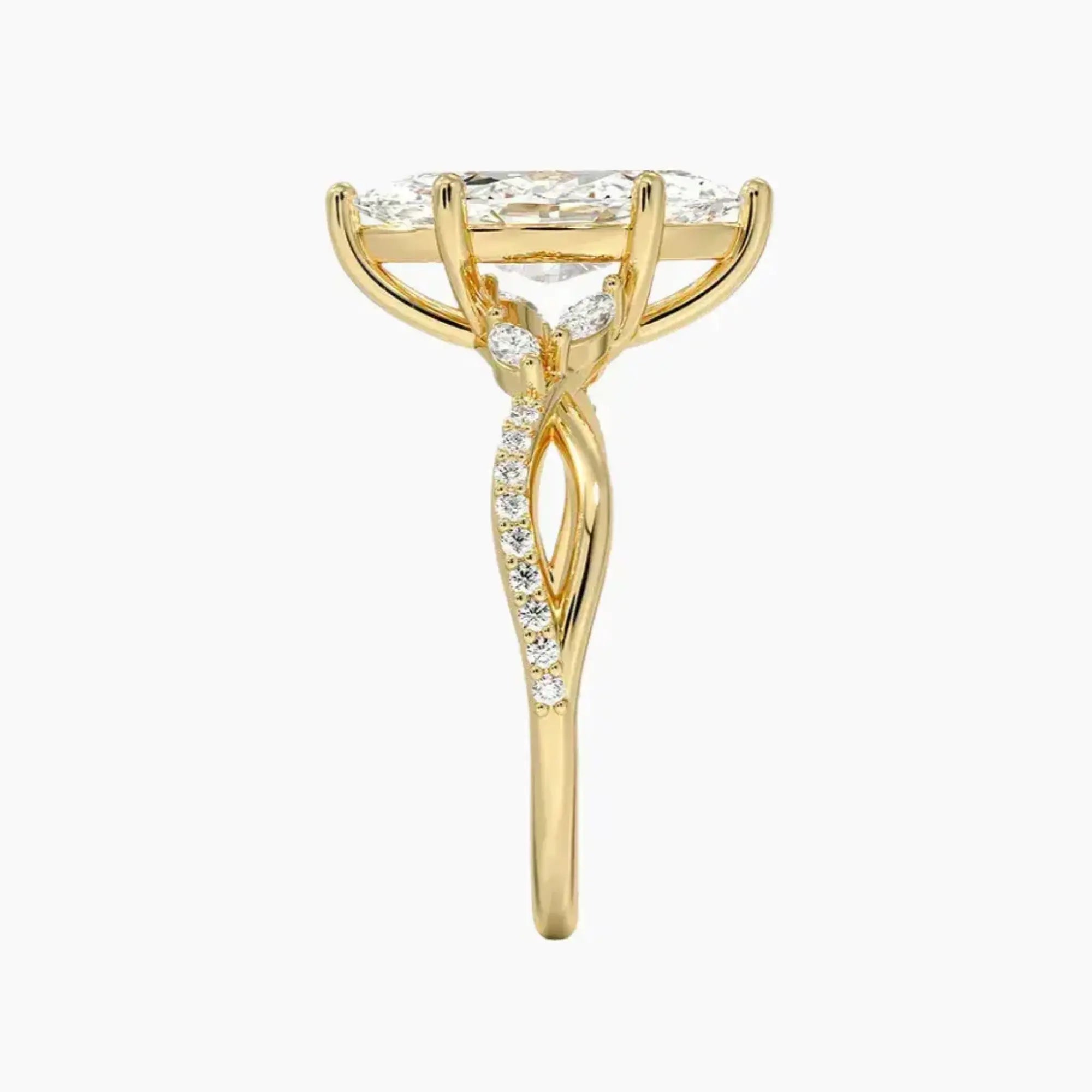 Amara Adorned Marquise Designer Diamond Ring Setting in 18K Rose Gold
