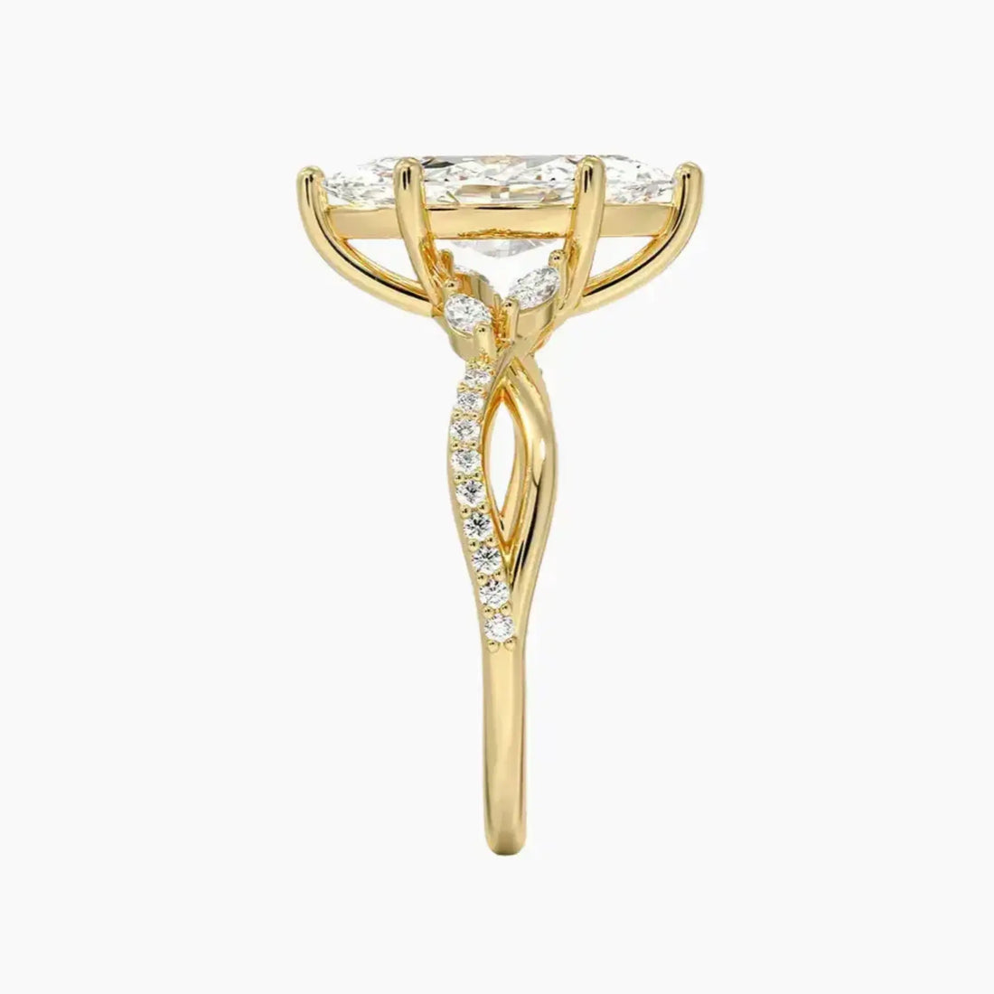 Amara Adorned Marquise Designer 3 Carat Lab Grown Diamond Engagement Ring in 14K White Gold