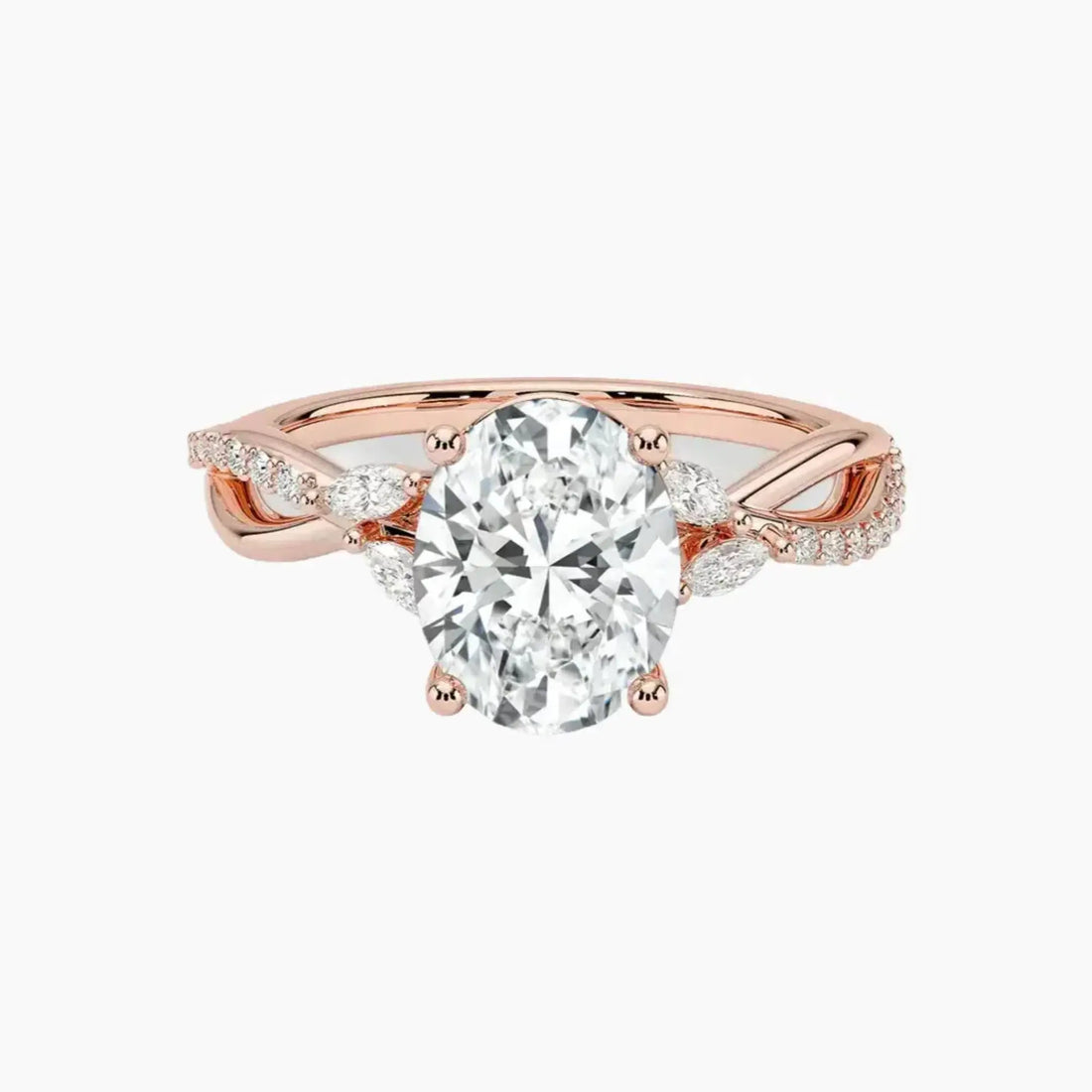 Amara Adorned Oval Designer Diamond Ring Setting in 14K Yellow Gold