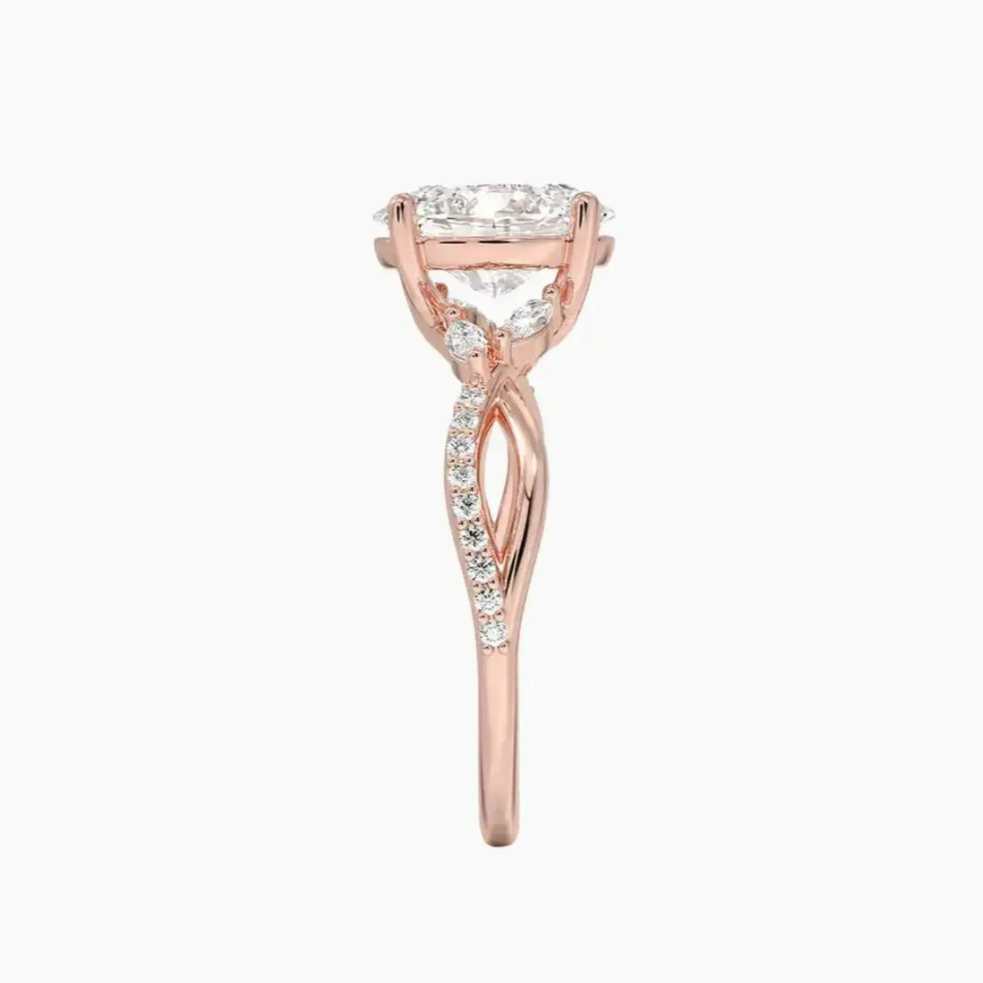 Amara Adorned Oval Designer 2.5 Carat Lab Grown Diamond Engagement Ring in 18K White Gold