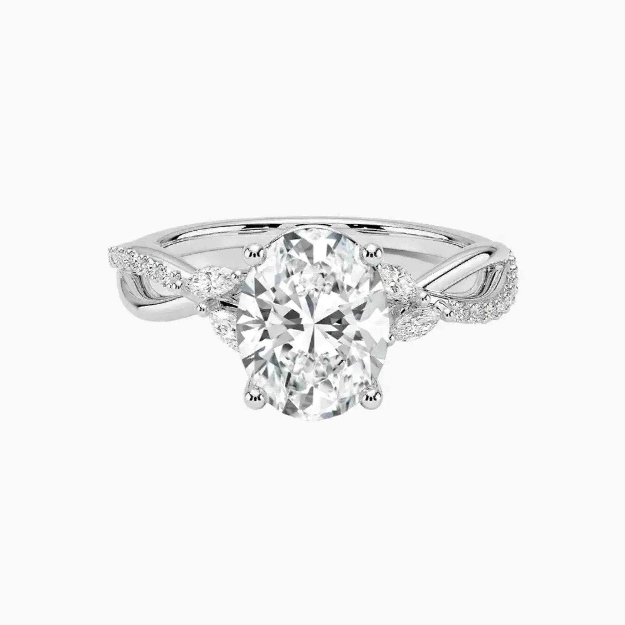 Amara Adorned Oval Designer 1 Carat Lab Grown Diamond Engagement Ring in 18K Yellow Gold