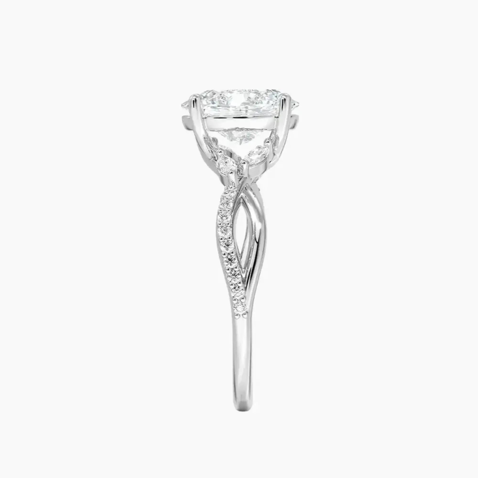 Amara Adorned Oval Designer 2.5 Carat Lab Grown Diamond Engagement Ring in 14K Yellow Gold