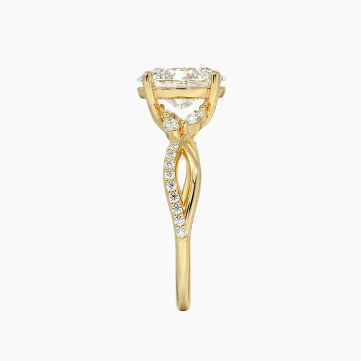 Amara Adorned Oval Designer 1.5 Carat Lab Grown Diamond Engagement Ring in 18K Rose Gold