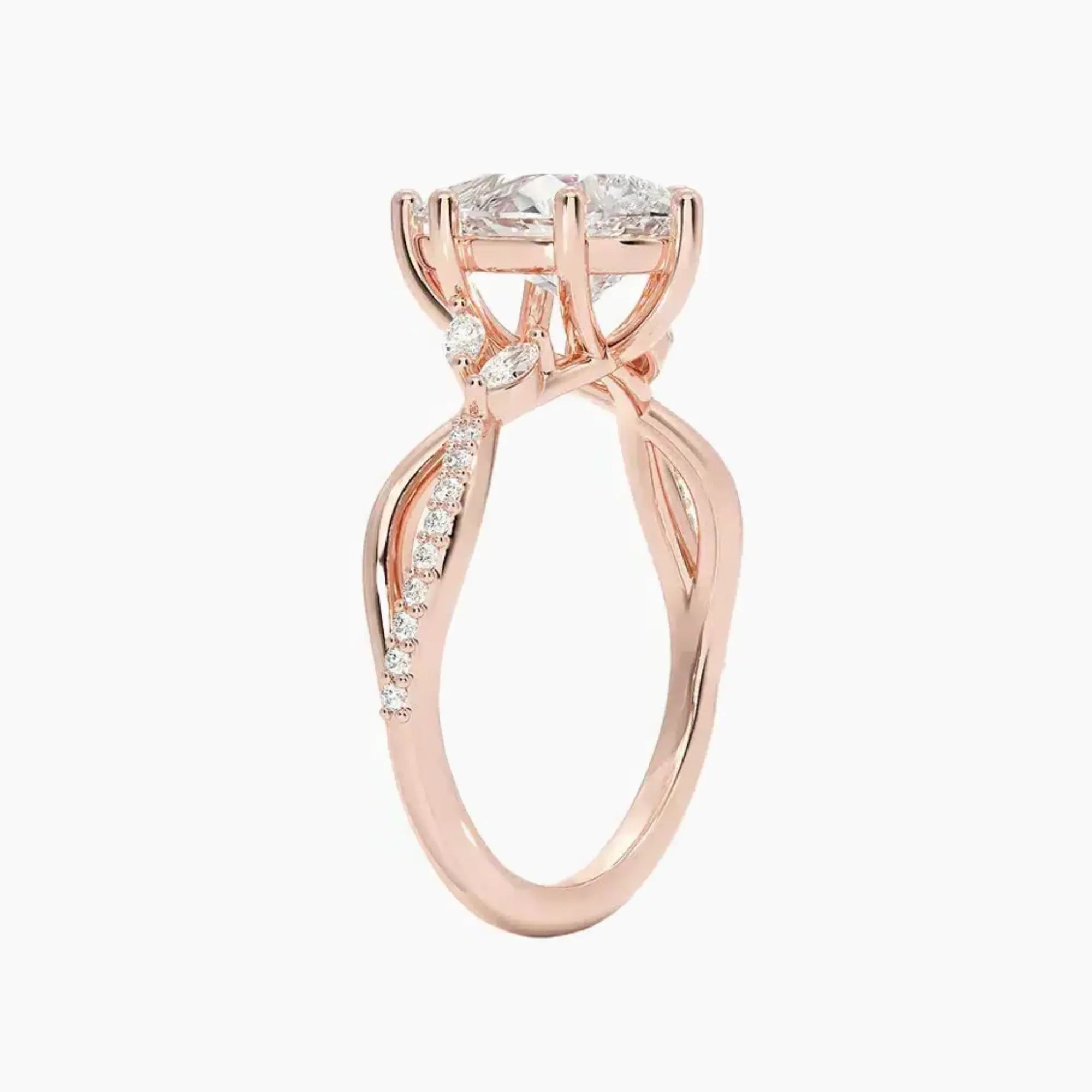 Amara Adorned Pear Designer Diamond Ring Setting in 14K White Gold