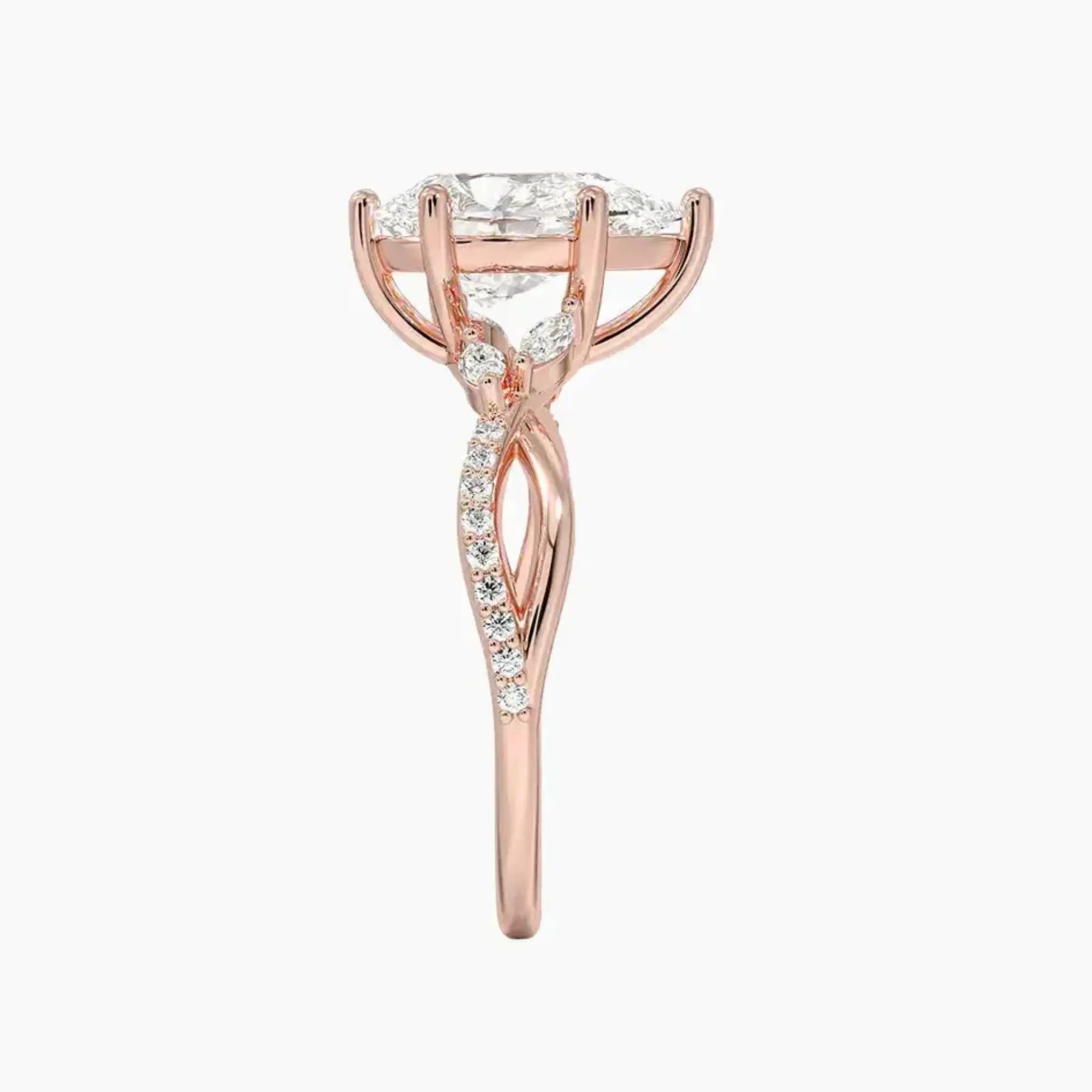 Amara Adorned Pear Designer 1 Carat Lab Grown Diamond Engagement Ring in 18K Yellow Gold