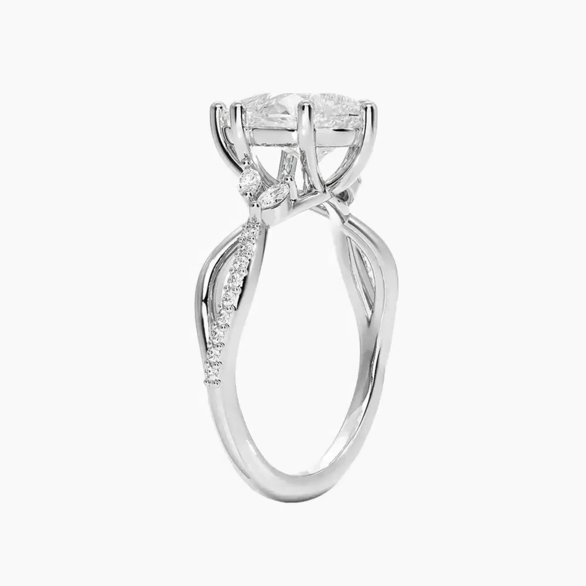 Amara Adorned Pear Designer 3 Carat Lab Grown Diamond Engagement Ring in 14K Yellow Gold