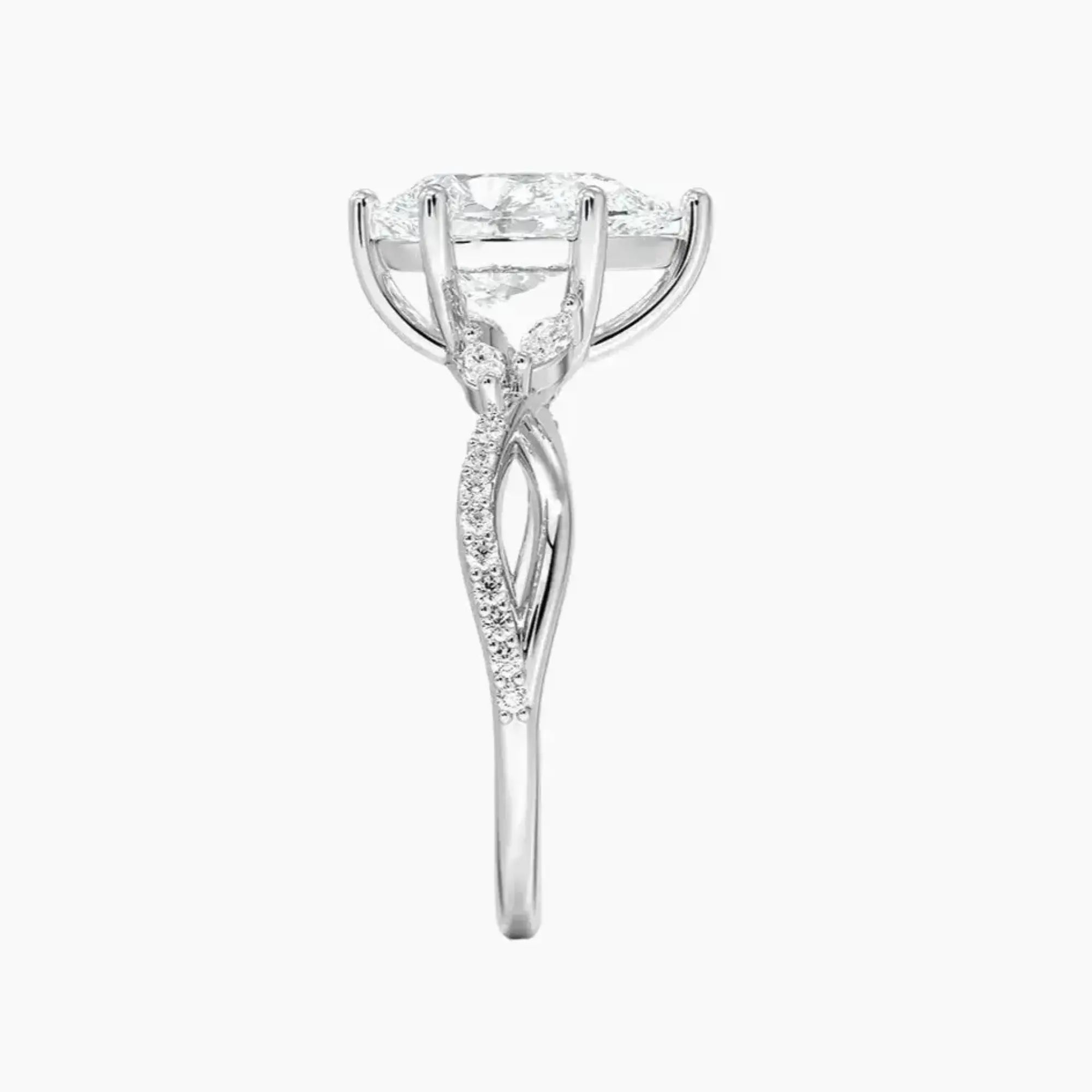 Amara Adorned Pear Designer 2 Carat Lab Grown Diamond Engagement Ring in 14K Rose Gold