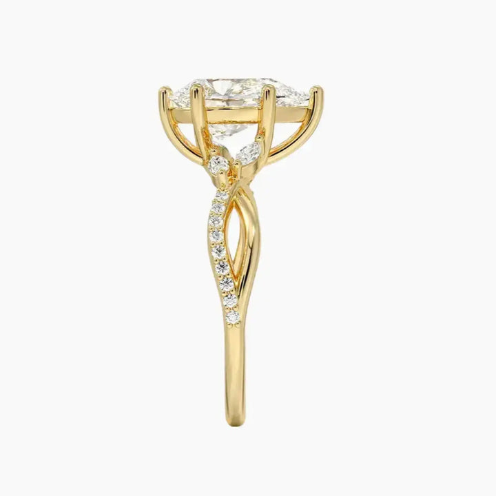 Amara Adorned Pear Designer 1.5 Carat Lab Grown Diamond Engagement Ring in 18K Rose Gold