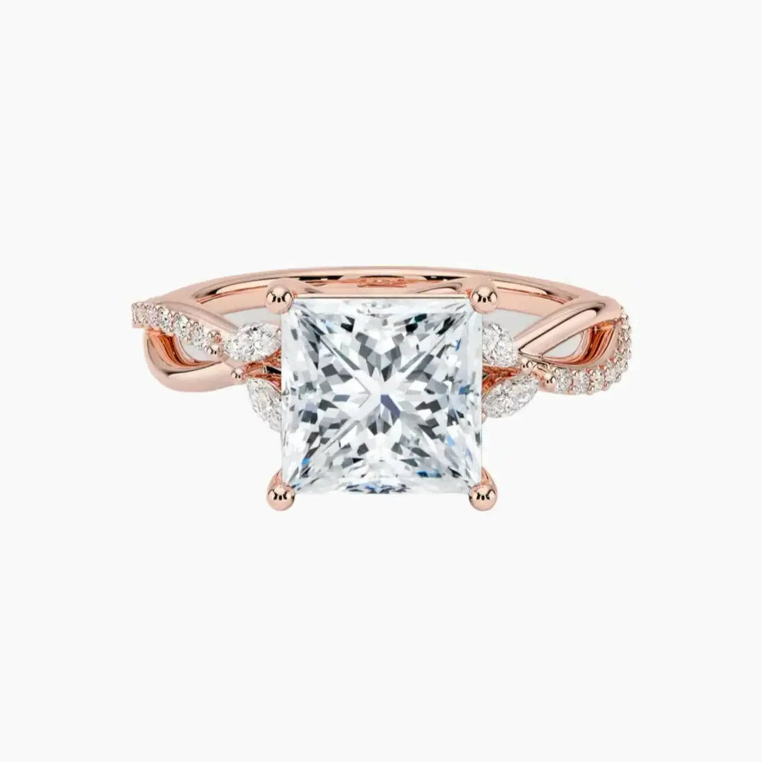 Amara Adorned Princess Designer 3 Carat Lab Grown Diamond Engagement Ring in 14K Yellow Gold