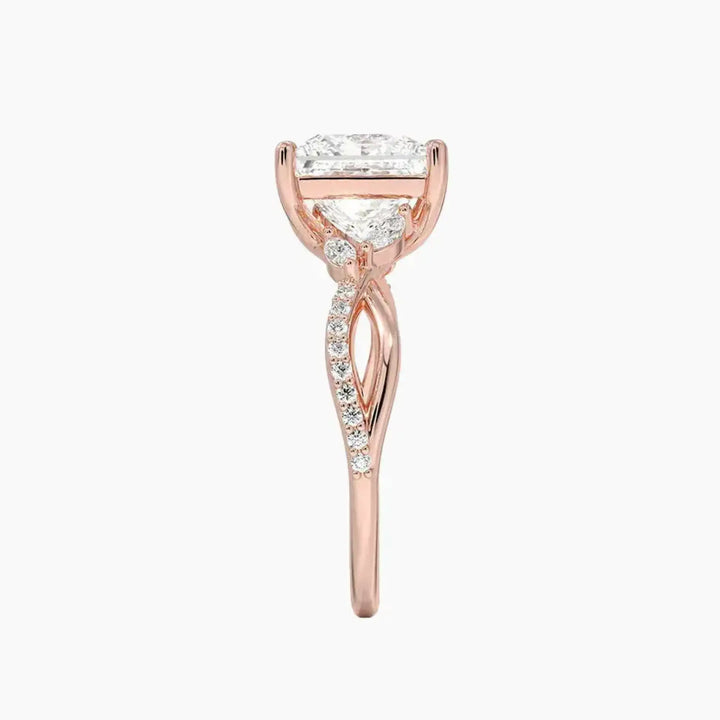 Amara Adorned Princess Designer 1 Carat Lab Grown Diamond Engagement Ring in 14K Yellow Gold