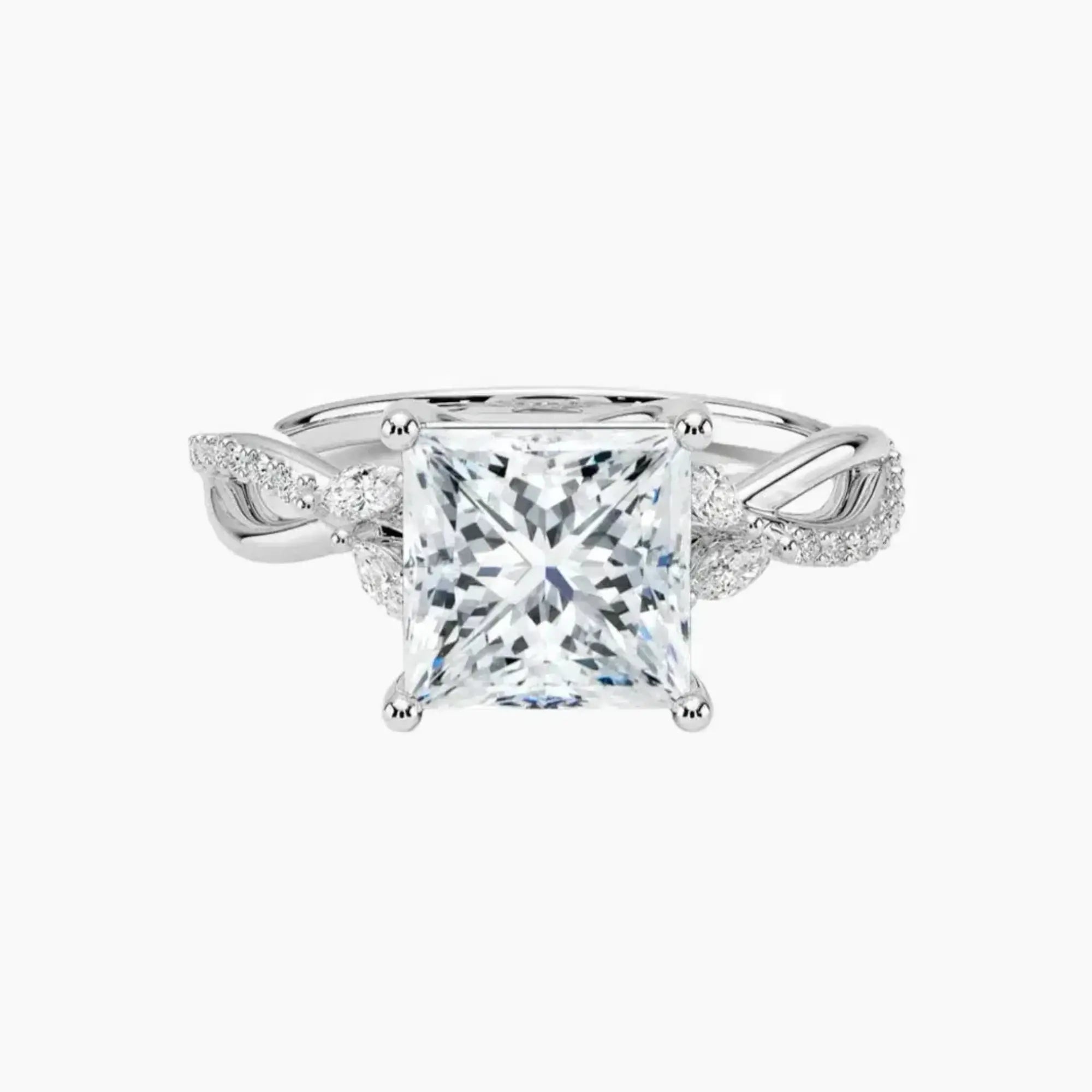 Amara Adorned Princess Designer 3 Carat Lab Grown Diamond Engagement Ring in 14K Yellow Gold