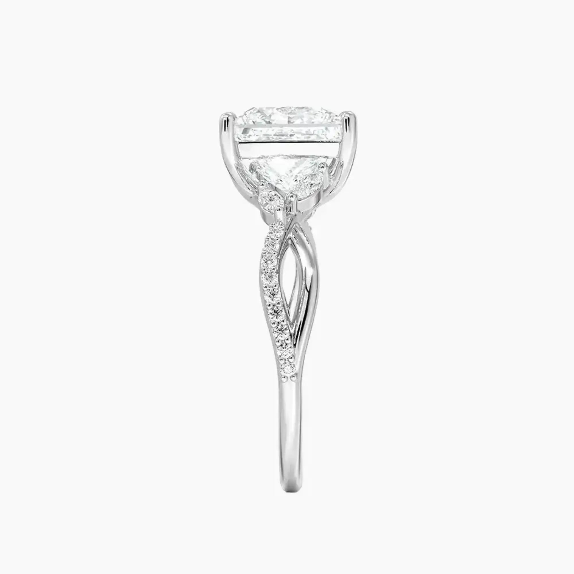 Amara Adorned Princess Designer 1 Carat Lab Grown Diamond Engagement Ring in 14K Rose Gold