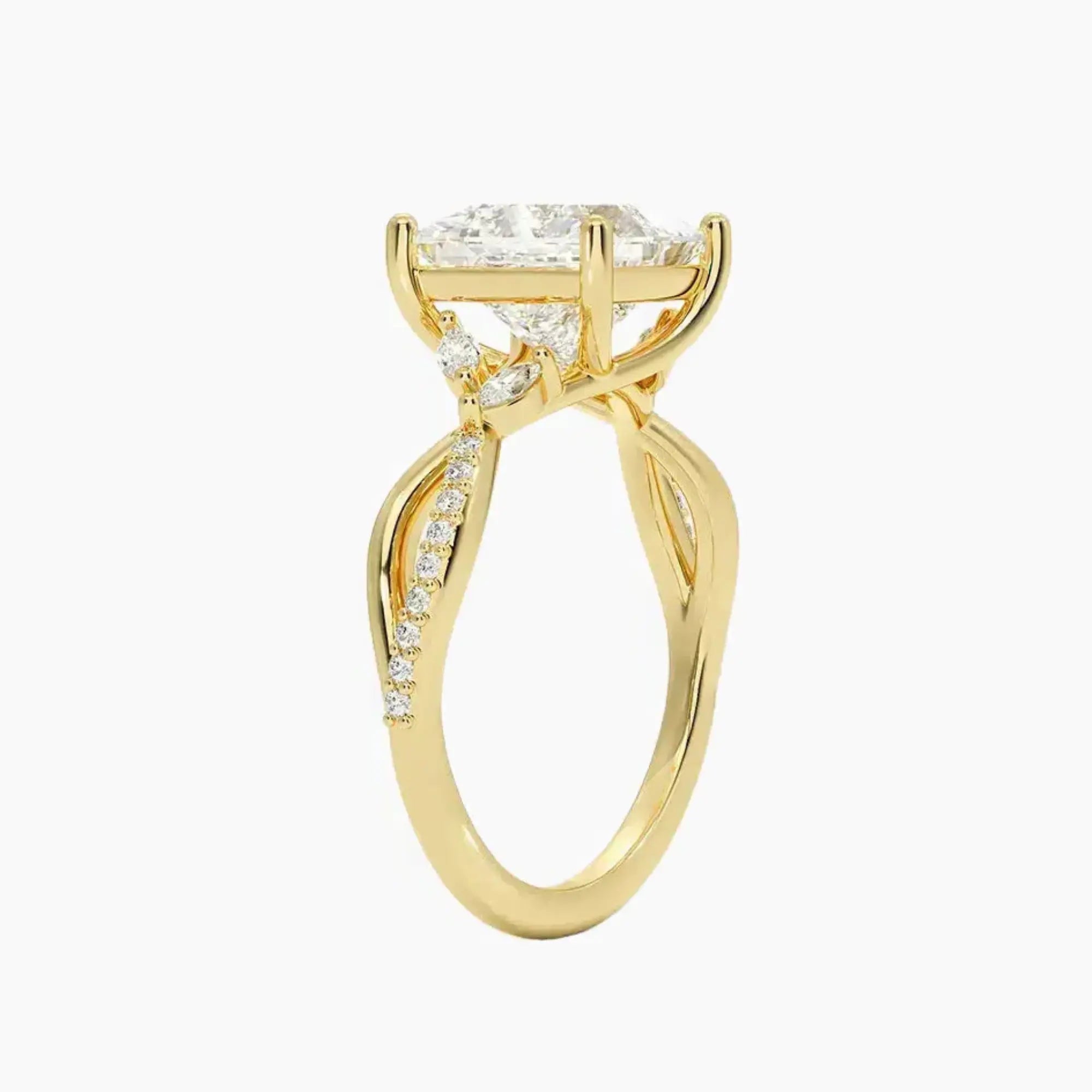 Amara Adorned Princess Designer Diamond Ring Setting in 14K Rose Gold