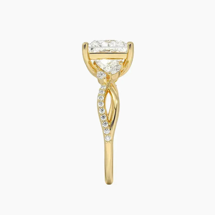 Amara Adorned Princess Designer 2 Carat Lab Grown Diamond Engagement Ring in 14K Rose Gold