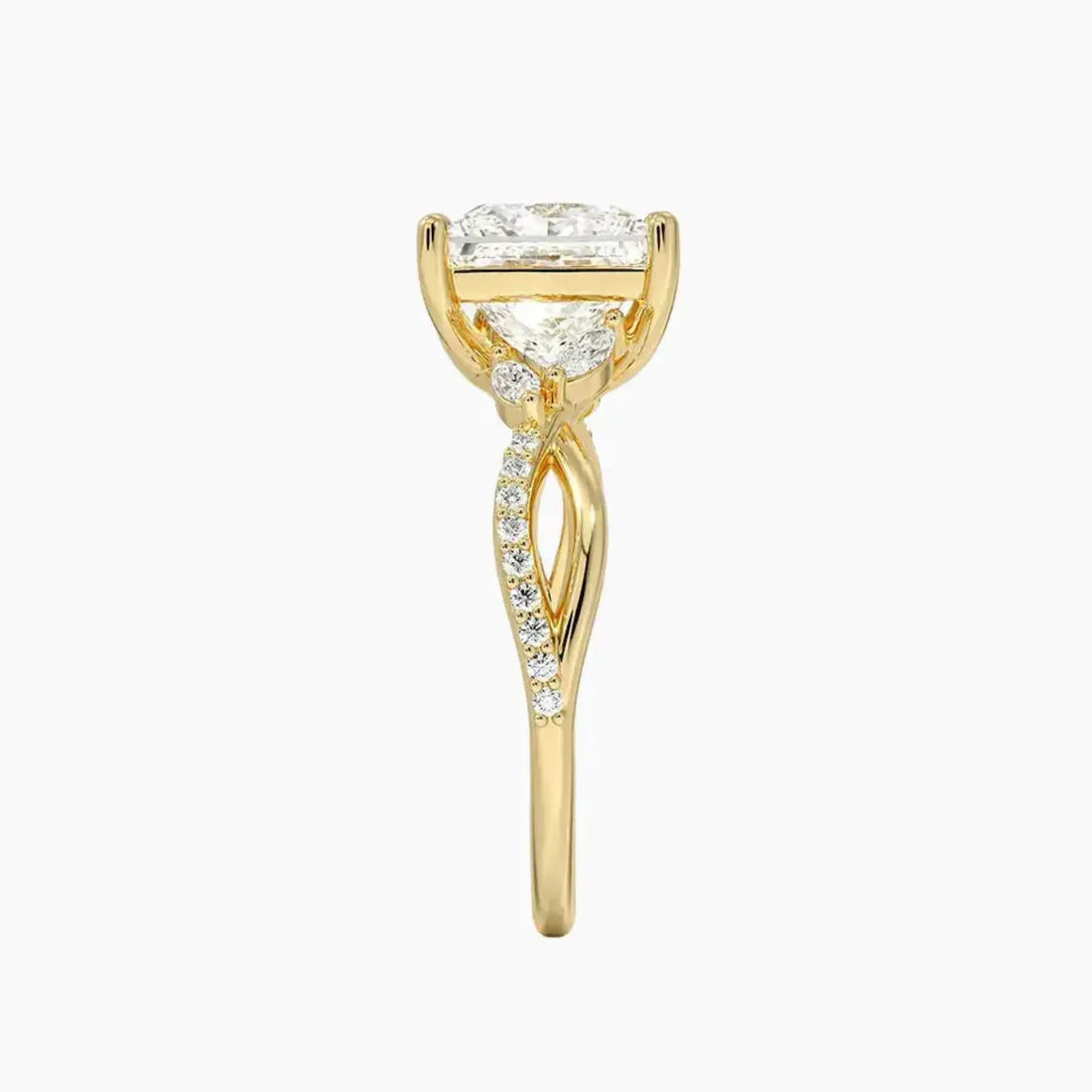 Amara Adorned Princess Designer Diamond Ring Setting in 18K Yellow Gold