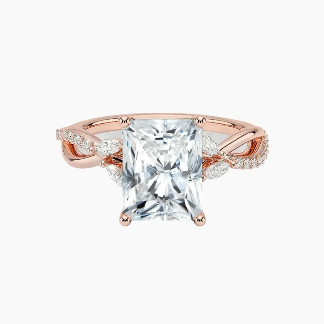 Amara Adorned Radiant Designer 1.5 Carat Lab Grown Diamond Engagement Ring in 14K Yellow Gold
