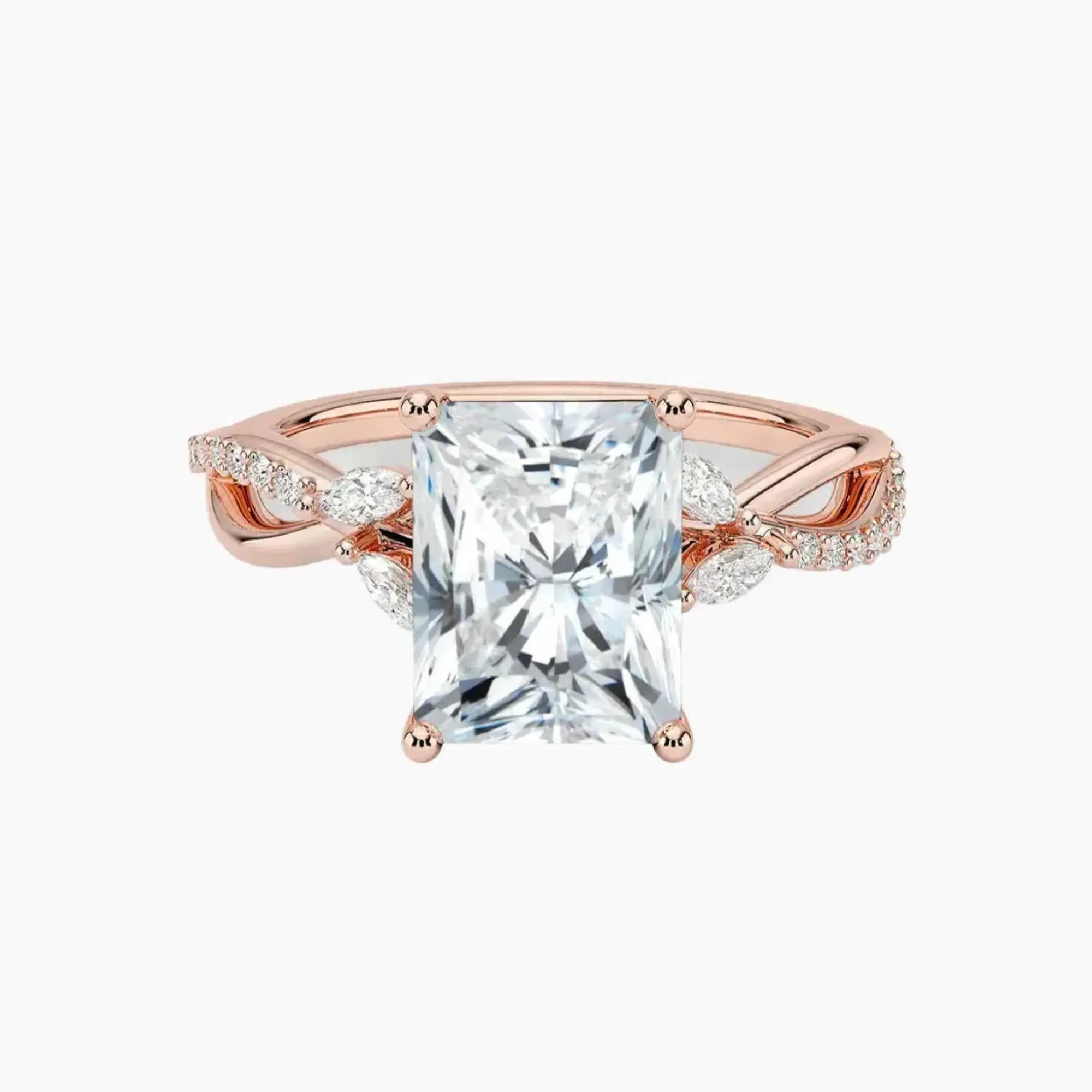 Amara Adorned Radiant Designer 2.5 Carat Lab Grown Diamond Engagement Ring in 14K White Gold