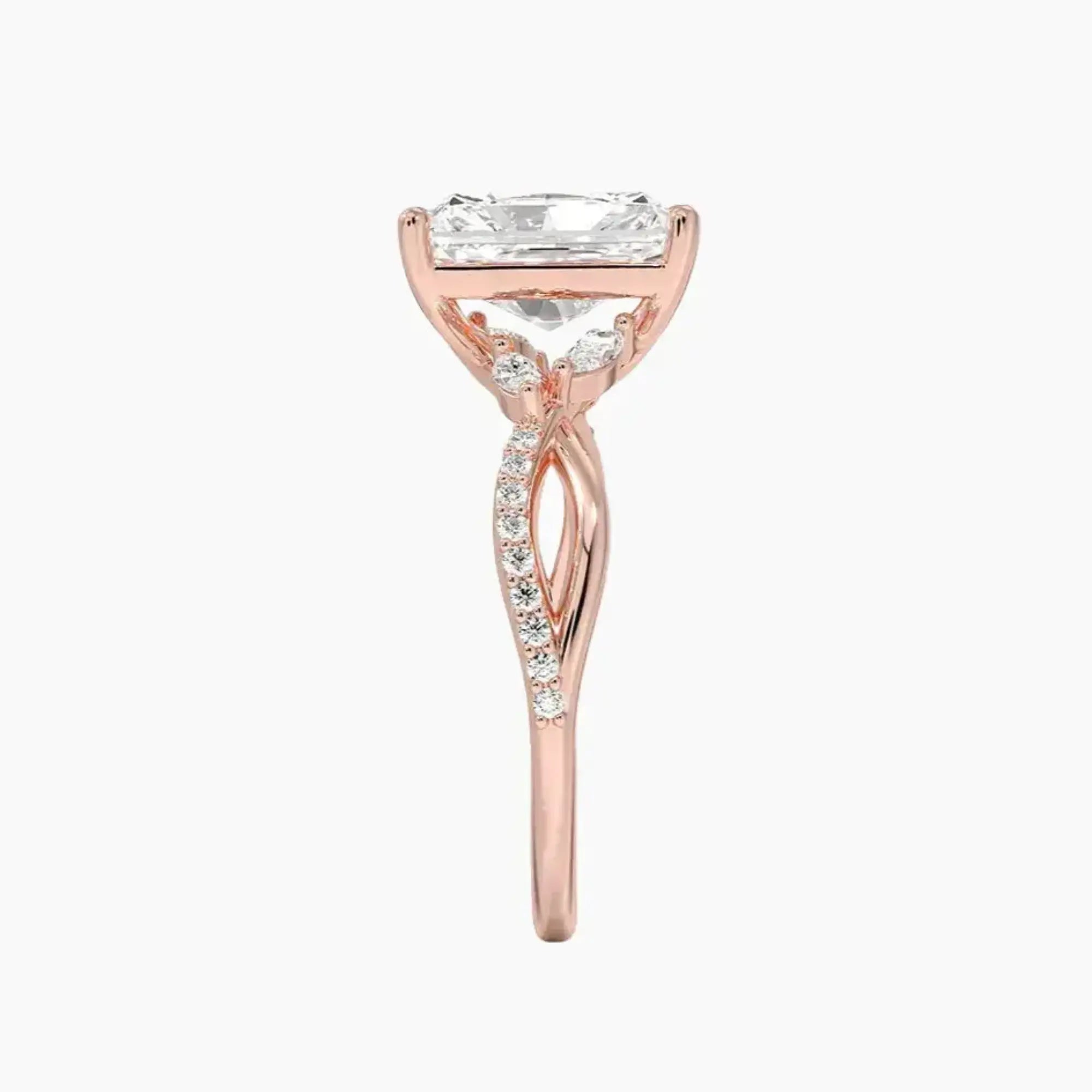 Amara Adorned Radiant Designer 1.5 Carat Lab Grown Diamond Engagement Ring in 14K White Gold