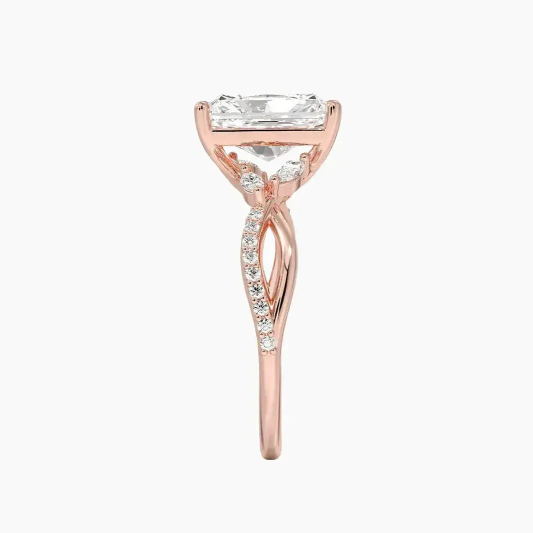 Amara Adorned Radiant Designer 2 Carat Lab Grown Diamond Engagement Ring in 18K White Gold