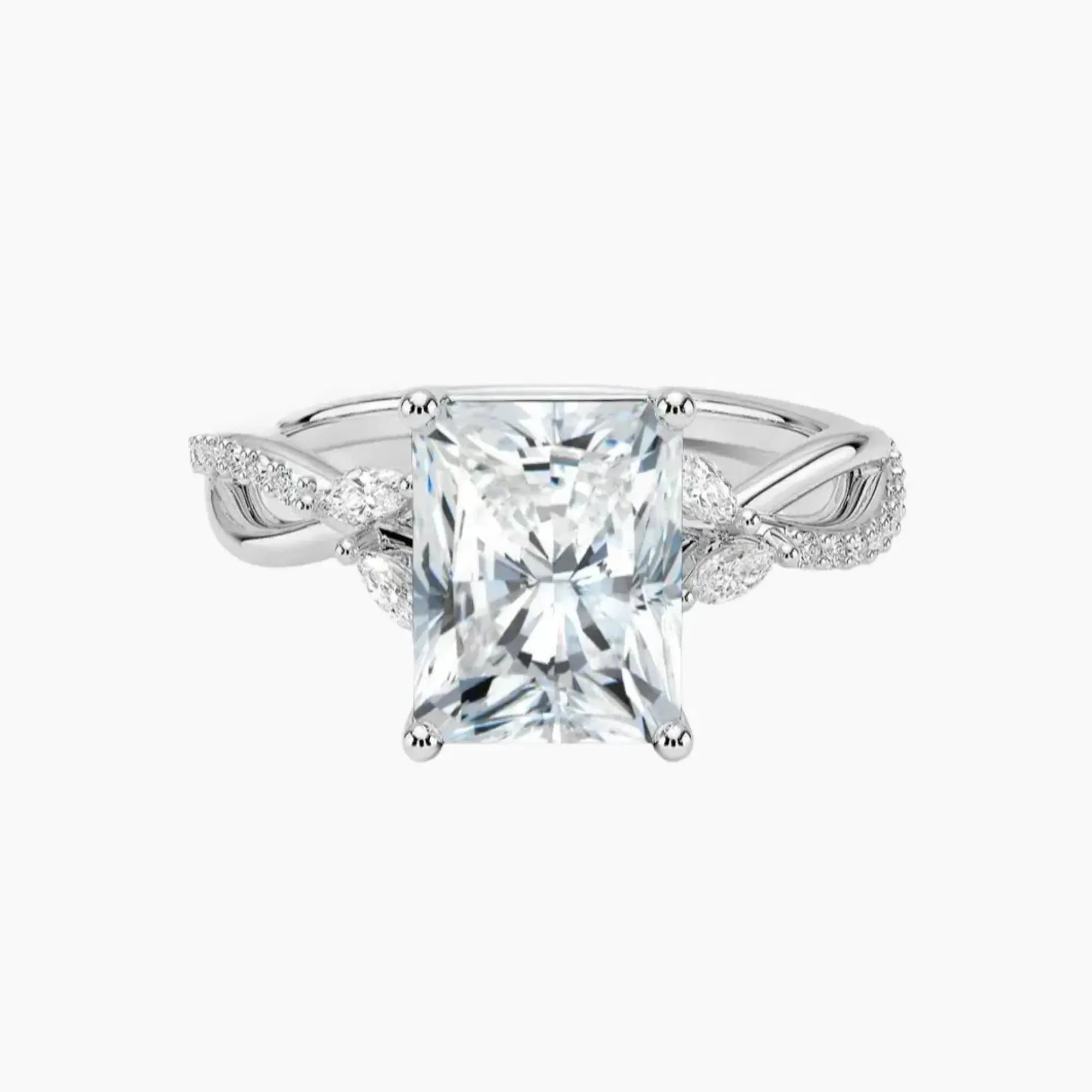 Amara Adorned Radiant Designer 3 Carat Lab Grown Diamond Engagement Ring in 18K Rose Gold