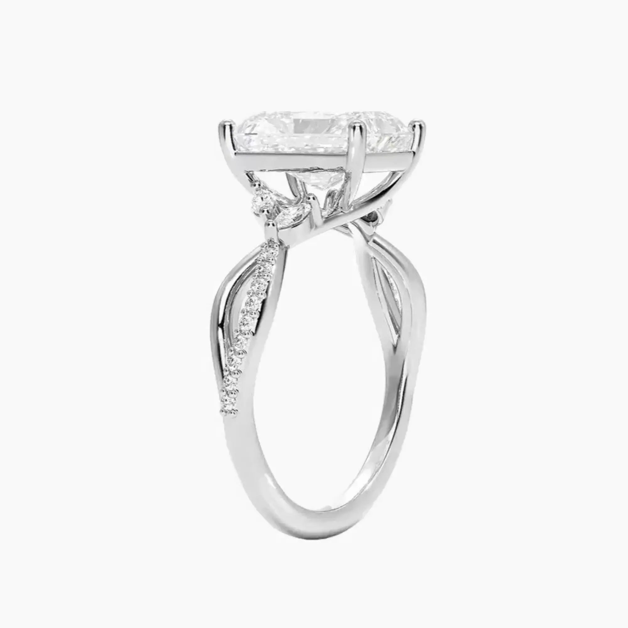 Amara Adorned Radiant Designer 1.5 Carat Lab Grown Diamond Engagement Ring in 18K Yellow Gold