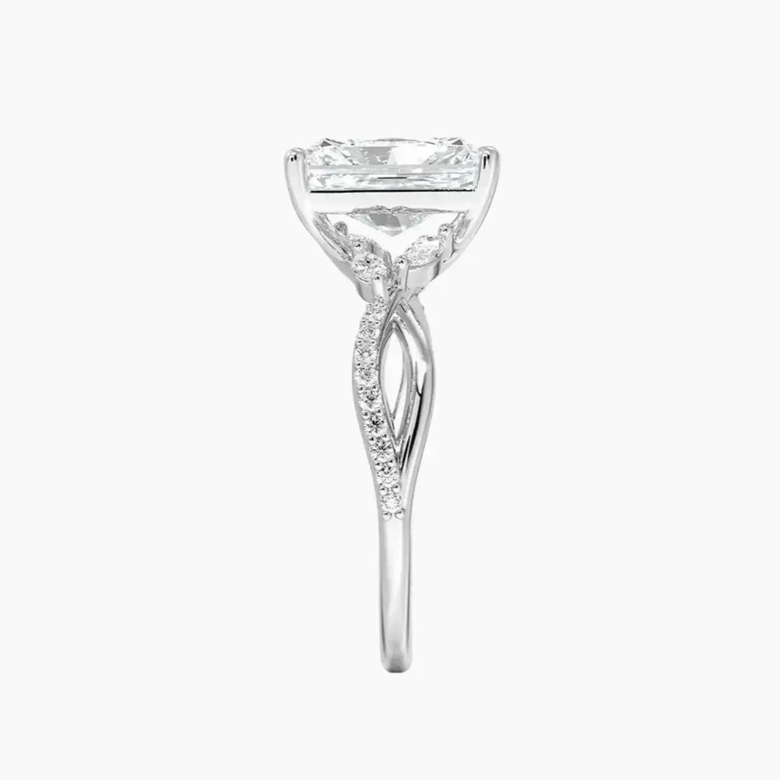 Amara Adorned Radiant Designer Diamond Ring Setting in 14K Yellow Gold