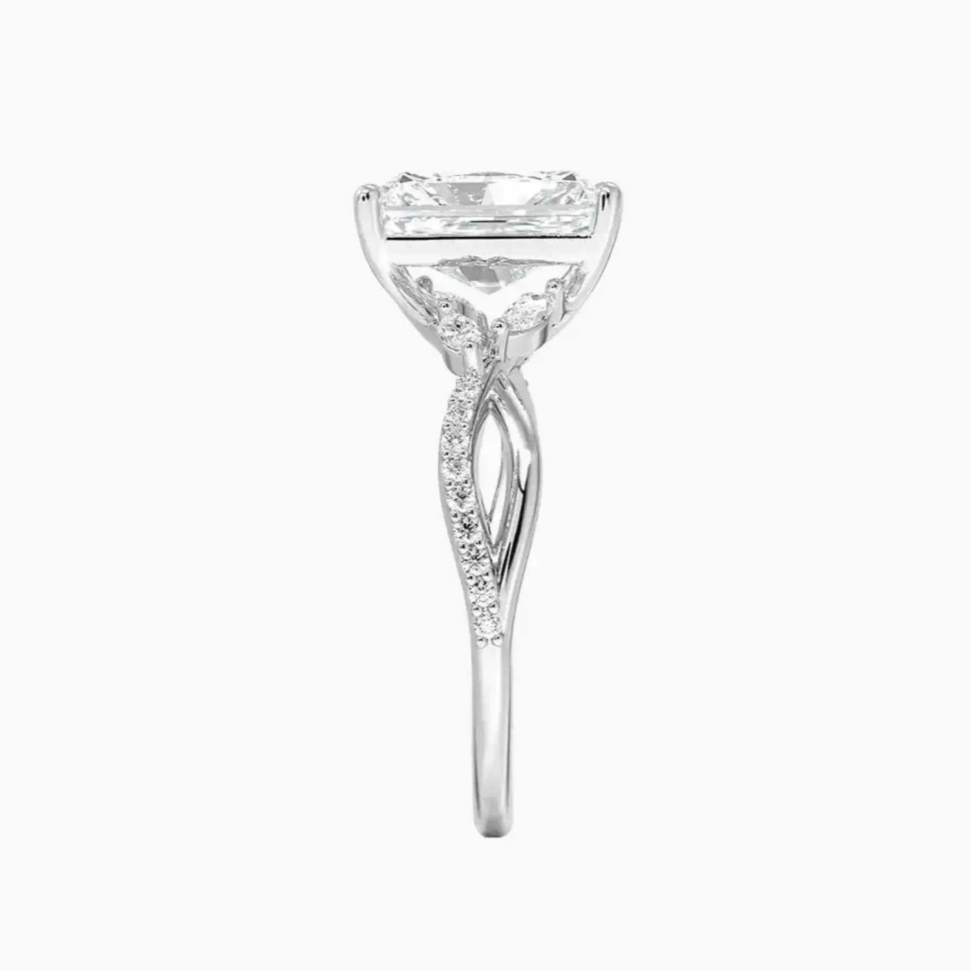 Amara Adorned Radiant Designer 3 Carat Lab Grown Diamond Engagement Ring in 18K Yellow Gold