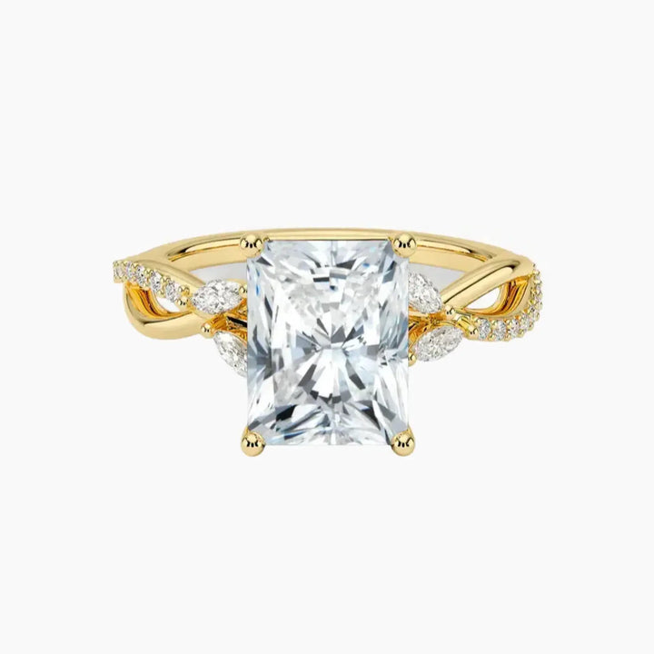 Amara Adorned Radiant Designer 2 Carat Lab Grown Diamond Engagement Ring in 14K Yellow Gold