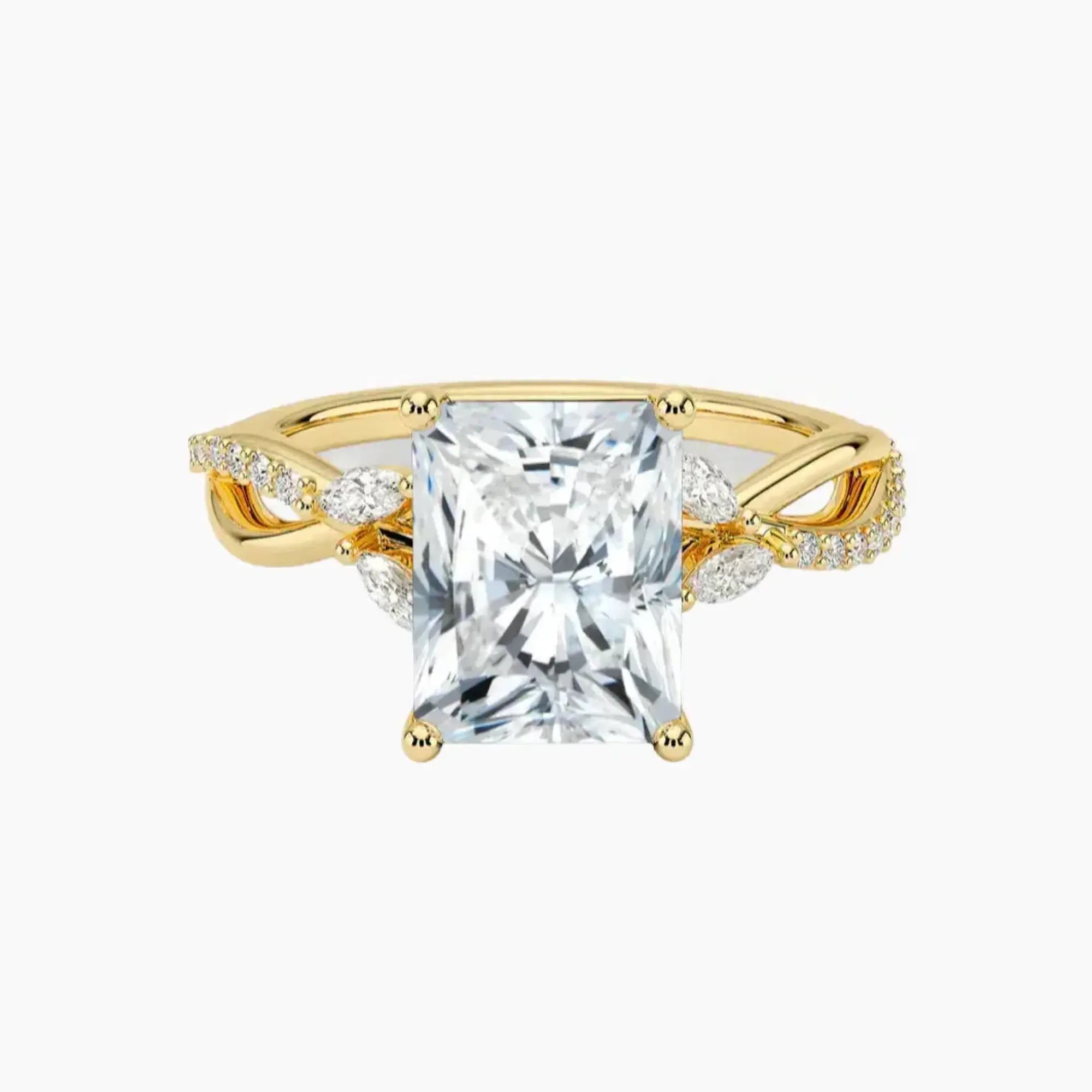 Amara Adorned Radiant Designer 1.5 Carat Lab Grown Diamond Engagement Ring in 18K White Gold
