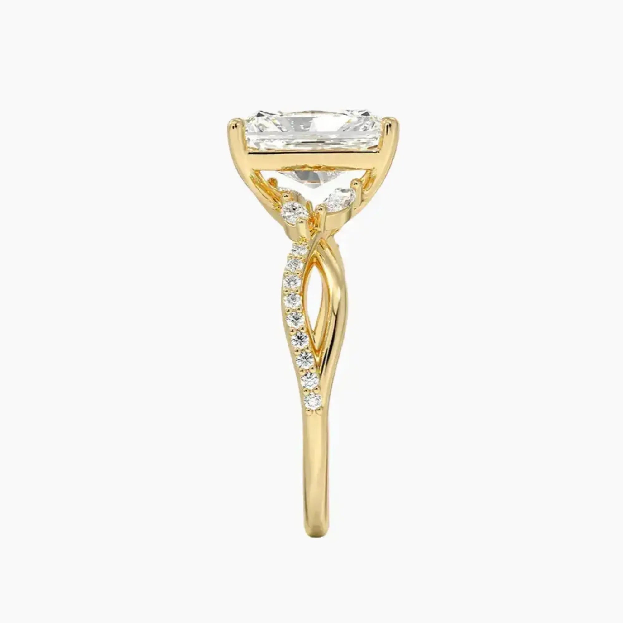 Amara Adorned Radiant Designer Diamond Ring Setting in 18K White Gold