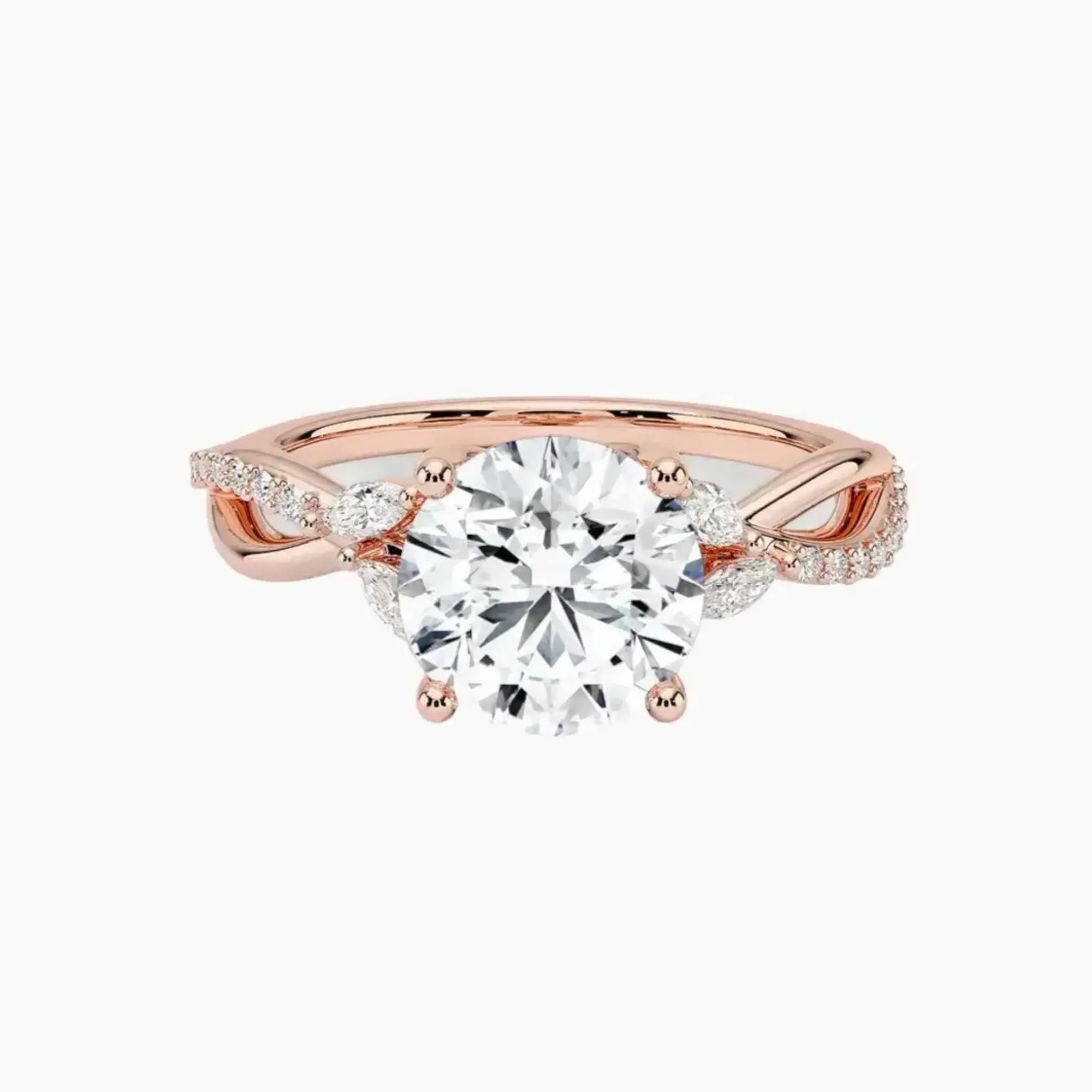 Amara Adorned Round Designer Diamond Ring Setting in 14K Yellow Gold
