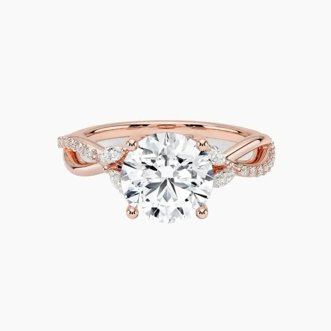 Amara Adorned Round Designer 2.5 Carat Lab Grown Diamond Engagement Ring in 18K Yellow Gold