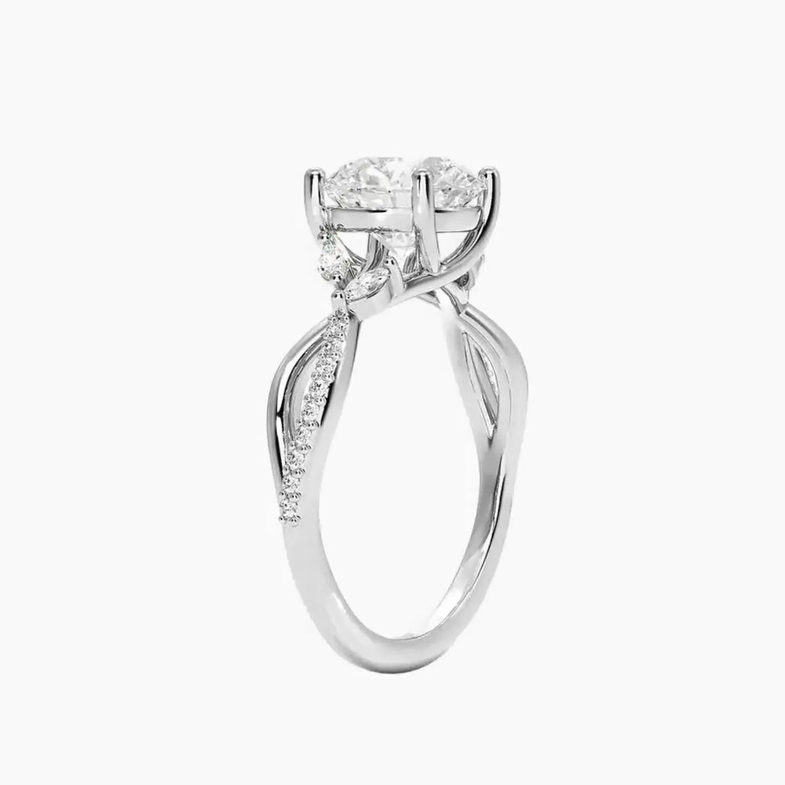 Amara Adorned Round Designer 2.5 Carat Lab Grown Diamond Engagement Ring in 14K Rose Gold
