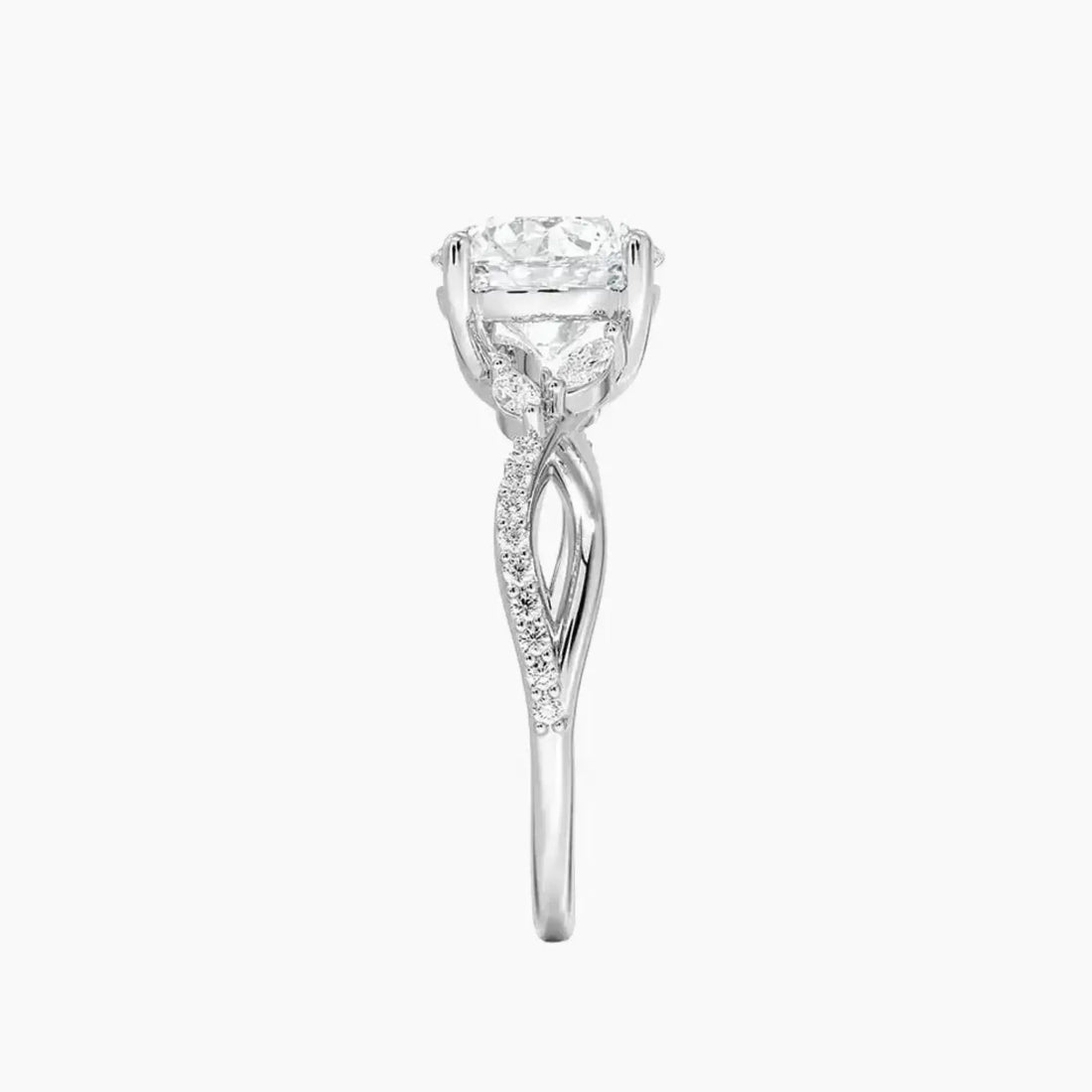 Amara Adorned Round Designer Diamond Ring Setting in 18K Rose Gold