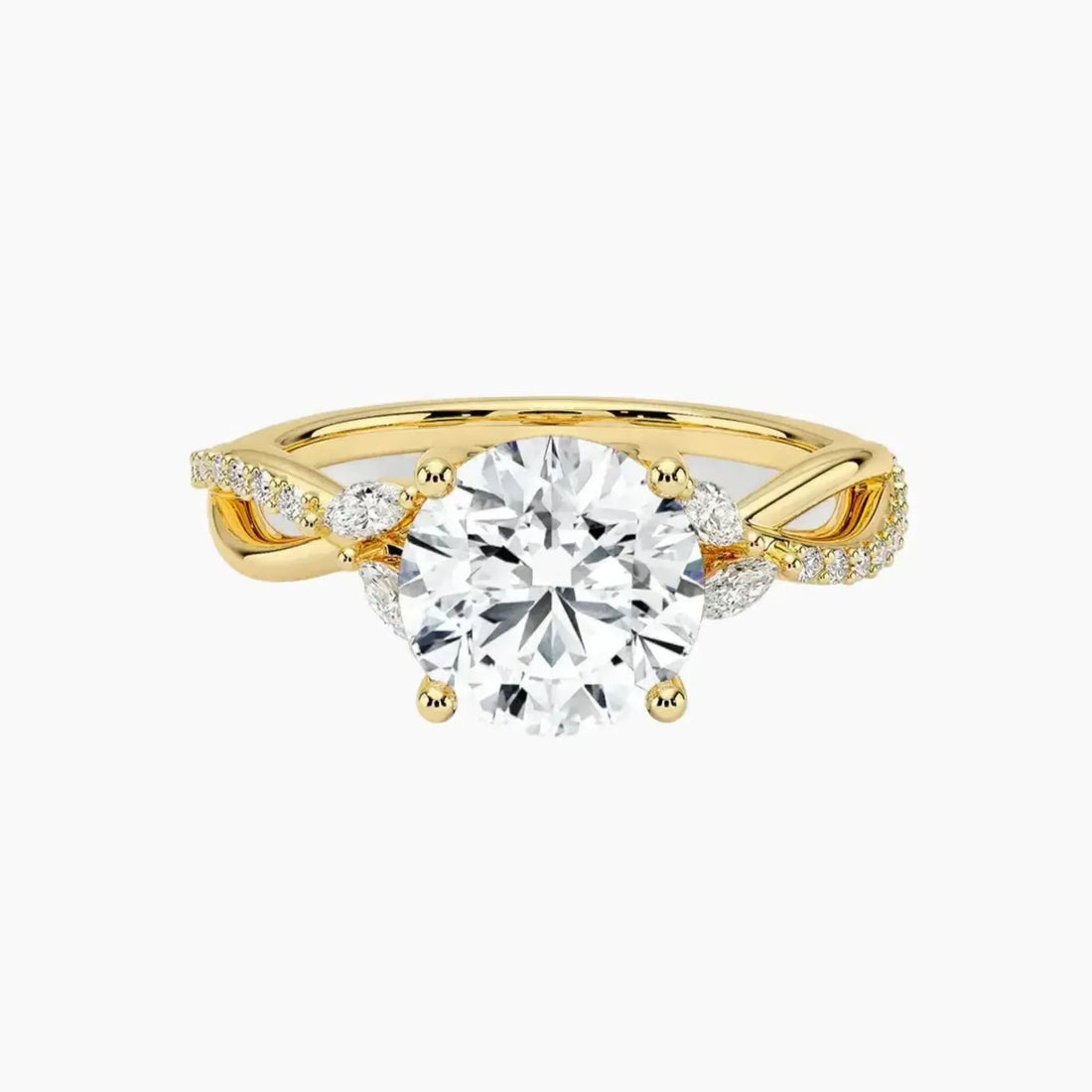 Amara Adorned Round Designer 1.5 Carat Lab Grown Diamond Engagement Ring in 14K White Gold