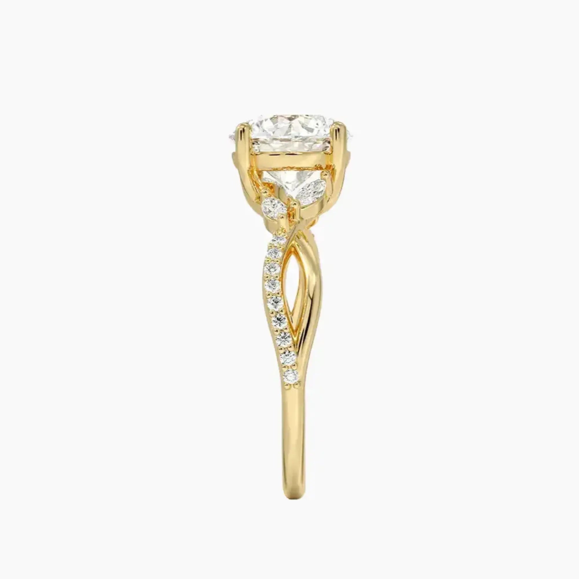 Amara Adorned Round Designer 2 Carat Lab Grown Diamond Engagement Ring in 18K White Gold