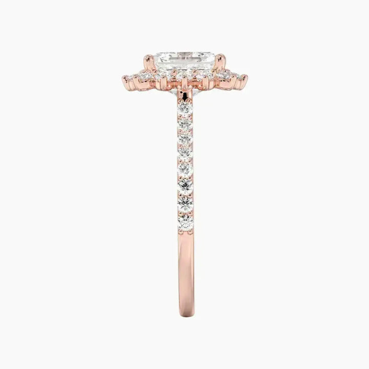 Soraya Pave Asscher Designer 2.5 Carat Lab Grown Diamond Engagement Ring in 14K White Gold
