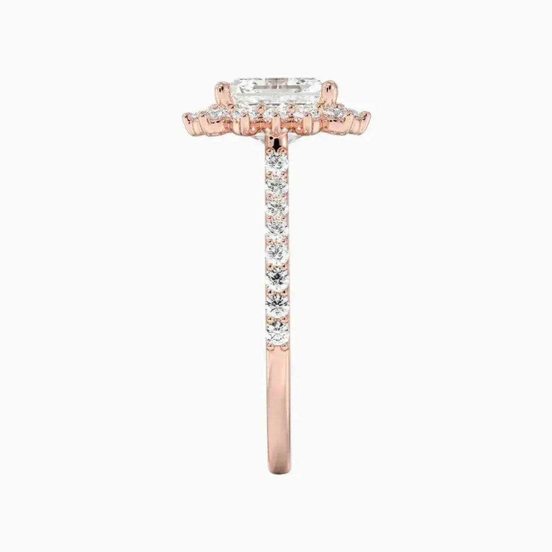 Soraya Pave Asscher Designer 3 Carat Lab Grown Diamond Engagement Ring in 14K Yellow Gold